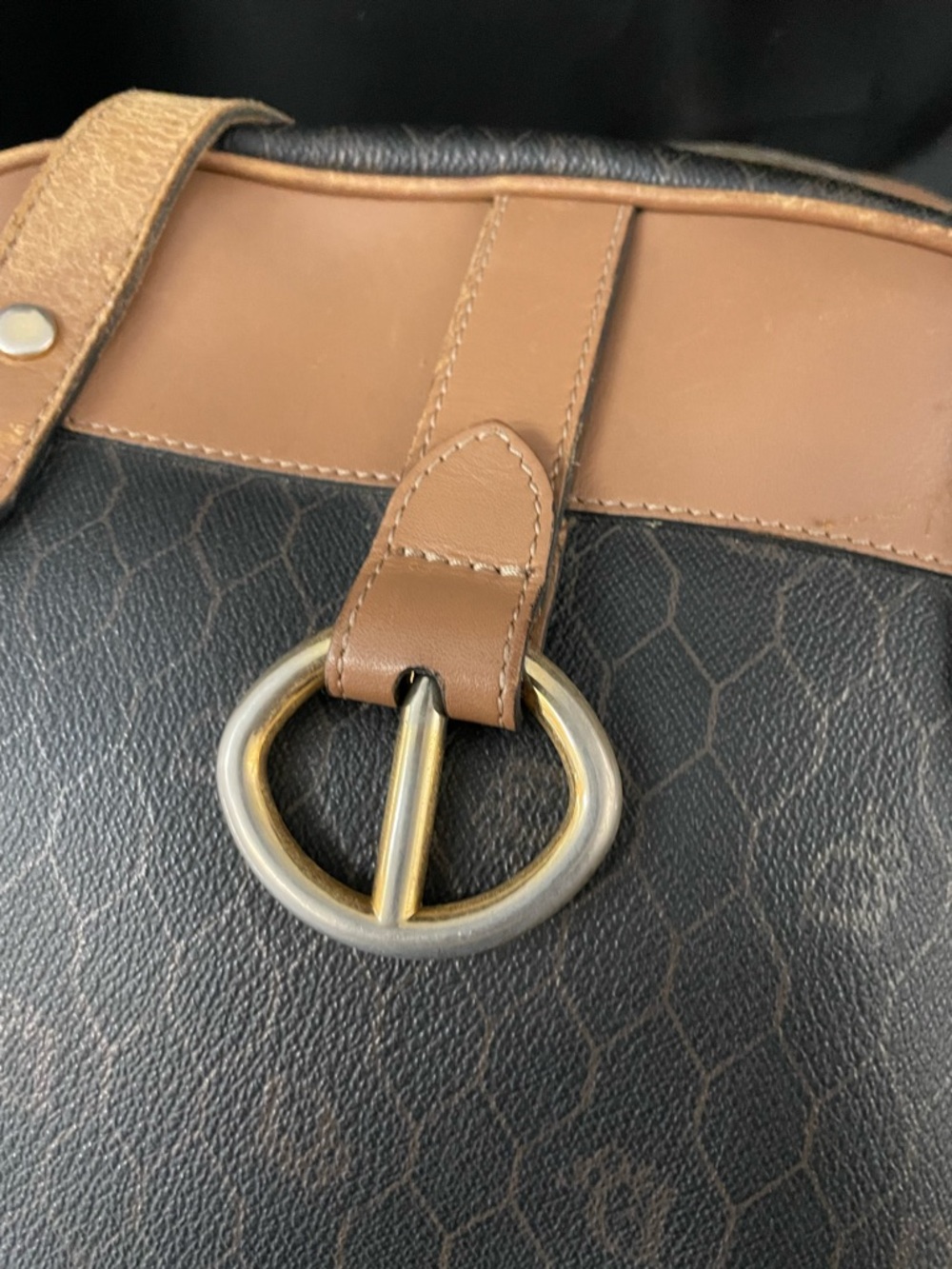 DIOR DARK Brown HONEYCOMB Shoulder Bag Tan Trim VTG GUC and Dior insert EUC COA - Picture 12 of 17
